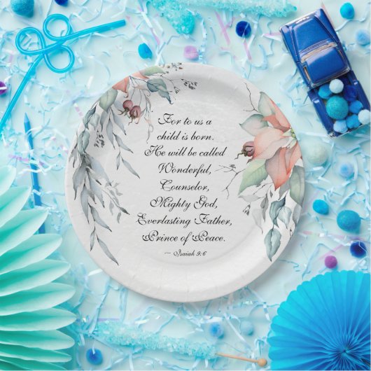 イザヤ9:6彼は素晴らしい…クリスマスと呼ばれる ペーパープレート (パーティー)