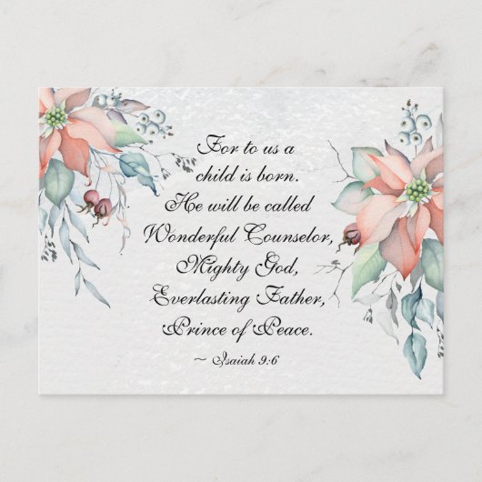 イザヤ9:6彼は素晴らしい…クリスマスと呼ばれる ポストカード (正面)