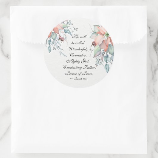 イザヤ9:6彼は素晴らしい…クリスマスと呼ばれる ラウンドシール (バッグ)