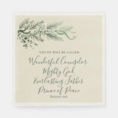 イザヤ9:6緑のパインエレガントスユニーククリスマス スタンダードランチョンナプキン (正面)