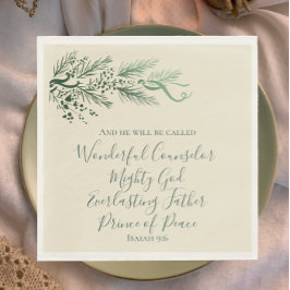 イザヤ9:6緑のパインエレガントスユニーククリスマス スタンダードランチョンナプキン