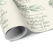 イザヤ9:6聖なる書物、 経典カスタムパインモダンクリスマス ラッピングペーパー (ロールコーナー)