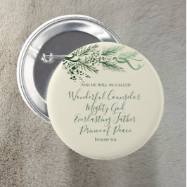 イザヤ9:6聖書聖なる書物、 経典パインエレガントクリスマス 缶バッジ
