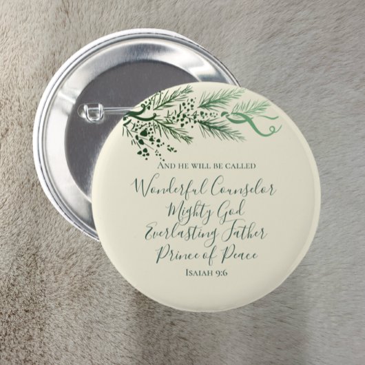 イザヤ9:6聖書聖なる書物、 経典パインエレガントクリスマス 缶バッジ