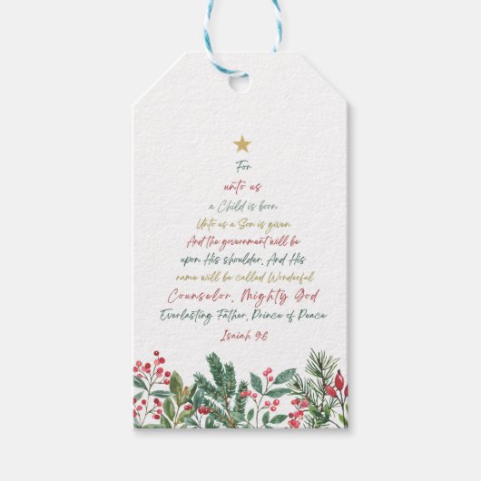 イザヤ9:6 わたしたちに子供が生まれた クリスマス ギフトタグ (正面)