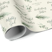 イザヤ9:6 | 手描き松のセージ信仰クリスマス ラッピングペーパー (ロールコーナー)