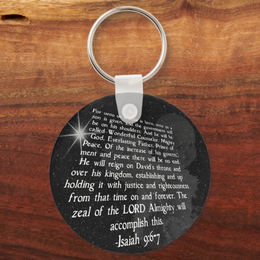 イザヤ9:6-7わたしたちに子どもが生まれいる – イエス キーホルダー (正面)