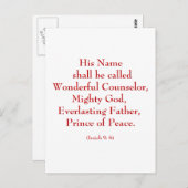 イザヤ9: 6b "彼の名は素晴らしいと呼ばれる。 ポストカード (正面/裏面)
