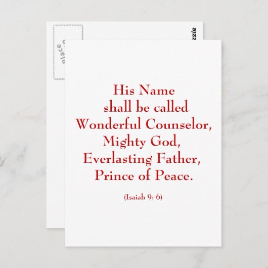 イザヤ9: 6b "彼の名は素晴らしいと呼ばれる。 ポストカード (正面/裏面)