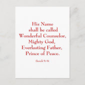 イザヤ9: 6b "彼の名は素晴らしいと呼ばれる。 ポストカード (正面)