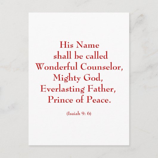 イザヤ9: 6b "彼の名は素晴らしいと呼ばれる。 ポストカード (正面)