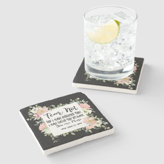 イザヤ 43:1 恐れるな、わたしがあなたを贖ったから。聖書 ストーンコースター (横)