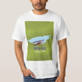 イシククル湖の旅行ポスターアート キルギスタン Tシャツ (正面)