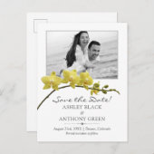 イシンプルエローオーキッドのフォトウエディングセーブザデート 案内ポストカード (正面/裏面)