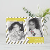 イシンプルエロー招待状ツインダブルバースデー 招待状 (スタンド正面)