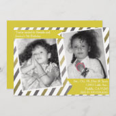 イシンプルエロー招待状ツインダブルバースデー 招待状 (正面/裏面)