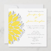 イシンプルエロー&グレーフラワーズ結婚式招待状 招待状 (正面)