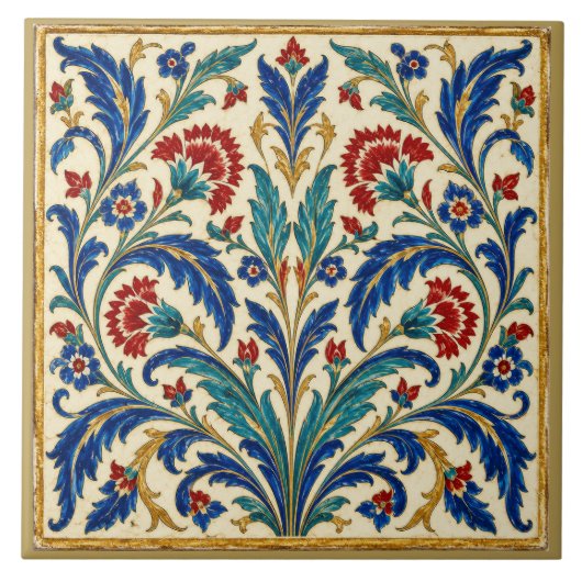 イジュニクの対称花模様壁画 タイル (正面)