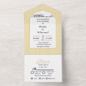 イスエレガントモダンラム金ゴールドと白結婚人 オールインワン招待状 (内側)