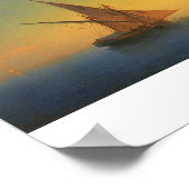 イスキアイヴァンアイヴァゾフスキー海に沈む夕日 ポスター (角)