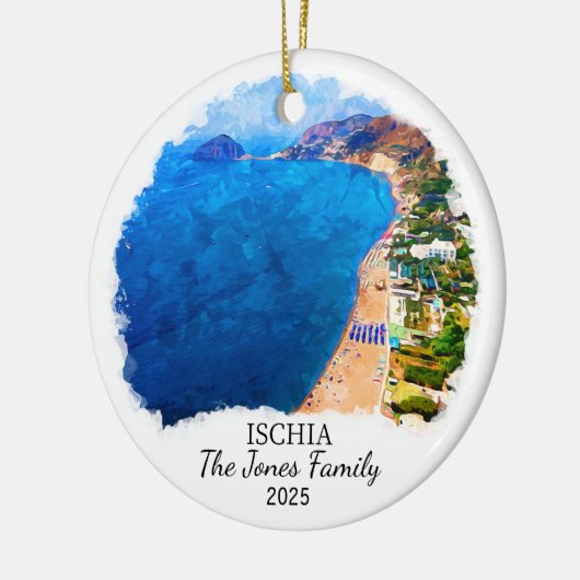 イスキアパーソナライズされたオーナメント、イタリアギフト セラミックオーナメント (左)
