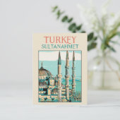 イスタンブルブルーモスクイラストレーションターキーポストカード ポストカード (スタンド正面)