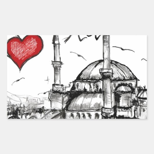 イスタンブールが大好き 長方形シール (正面)