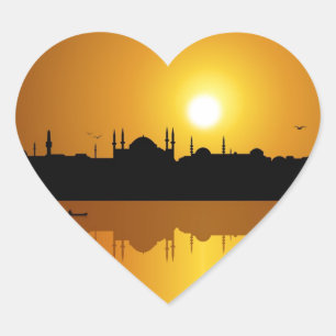 イスタンブールと夕日 ハートシール