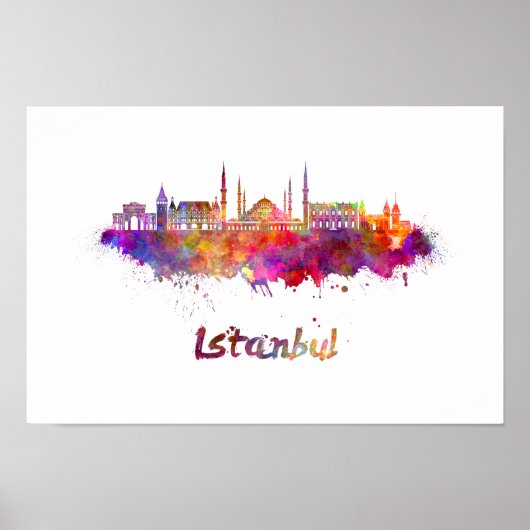 イスタンブールのスカイラインの水色 ポスター (正面)