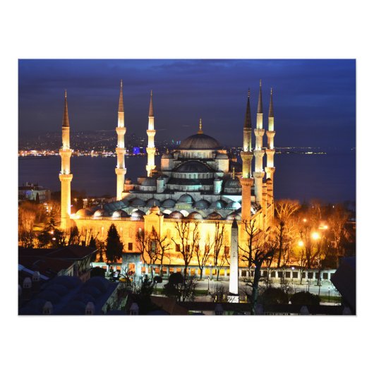 イスタンブールのブルーモスク夜景トルコ フォトプリント            (正面)