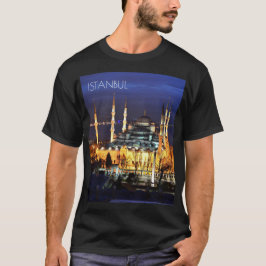 イスタンブールのブルーモスク夜景トルコ Tシャツ
