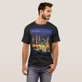 イスタンブールのブルーモスク夜景トルコ Tシャツ (正面フル)