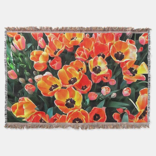 イスタンブールの明るい赤のチューリップ スローブランケット (正面)