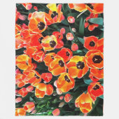 イスタンブールの明るい赤のチューリップ フリースブランケット (正面)