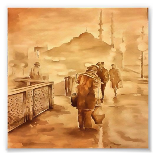 イスタンブールの歴史絵画的なArでヨーグルト配信 フォトプリント (正面)