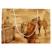 イスタンブールの歴史絵画的なArでヨーグルト配信 ラージペーパーバッグ (裏面)