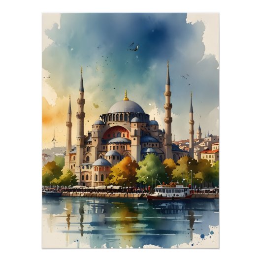 イスタンブールの水彩画 フォトプリント            (正面)