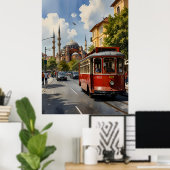 イスタンブールの水彩画 ポスター (ホームオフィス)