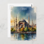 イスタンブールの水彩画 ポストカード (正面/裏面)