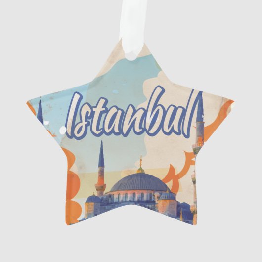 イスタンブールアヤソフィアモスクヴィンテージ旅行ポスター オーナメント (裏面)