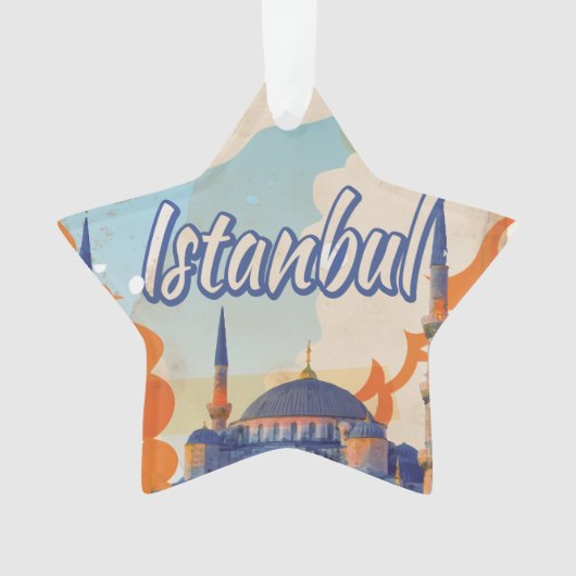 イスタンブールアヤソフィアモスクヴィンテージ旅行ポスター オーナメント (正面)