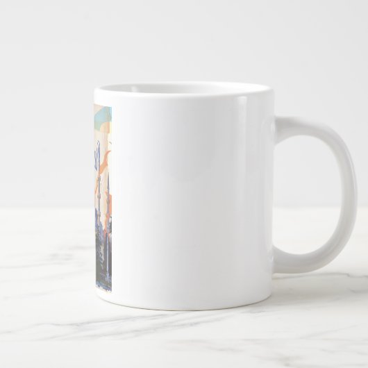 イスタンブールアヤソフィアモスクヴィンテージ旅行ポスター ジャンボコーヒーマグカップ (右)