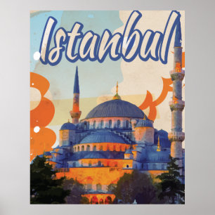イスタンブールアヤソフィアモスクヴィンテージ旅行ポスター ポスター