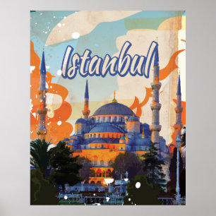 イスタンブールアヤソフィアモスクヴィンテージ旅行ポスター ポスター