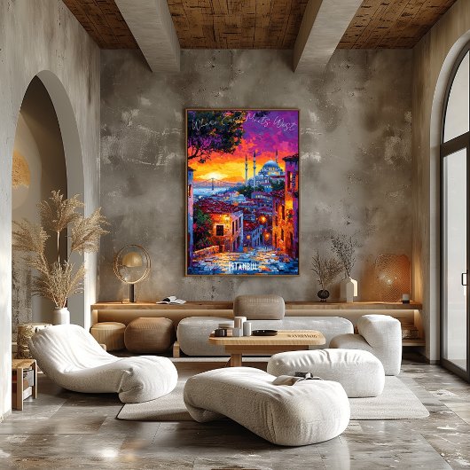 イスタンブールシティスカイラインのポスター – 鮮やかトルコ美術 ポスター