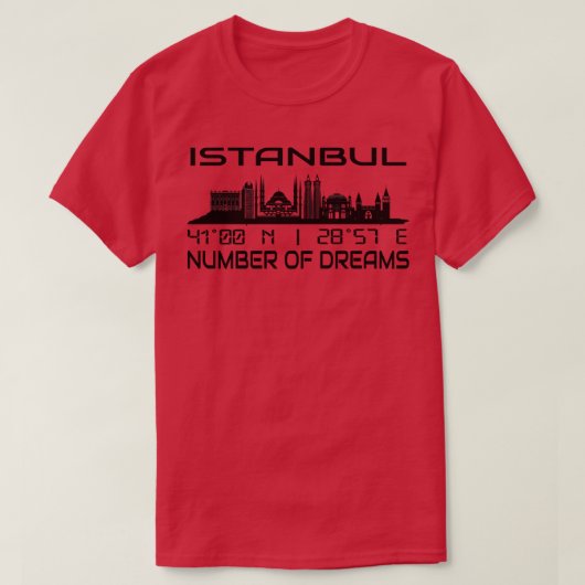 イスタンブールスカイラインGPS座標シルエット Tシャツ (デザイン正面)