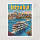 イスタンブールターキーアートヴィンテージトラベルイラストレーション ポストカード (正面)