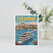 イスタンブールターキーアートヴィンテージトラベルイラストレーション ポストカード (スタンド正面)