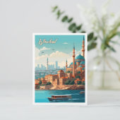 イスタンブールターキーアートヴィンテージトラベルイラストレーション ポストカード (スタンド正面)