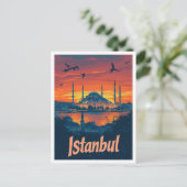 イスタンブールターキーアートヴィンテージトラベルイラストレーション ポストカード (スタンド正面)